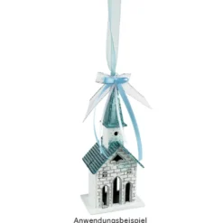 Deko-Kirchen, Rohlinge, 16cm x 6,5cm x 5cm, mit Öse zum Aufhängen, 2 Stück
