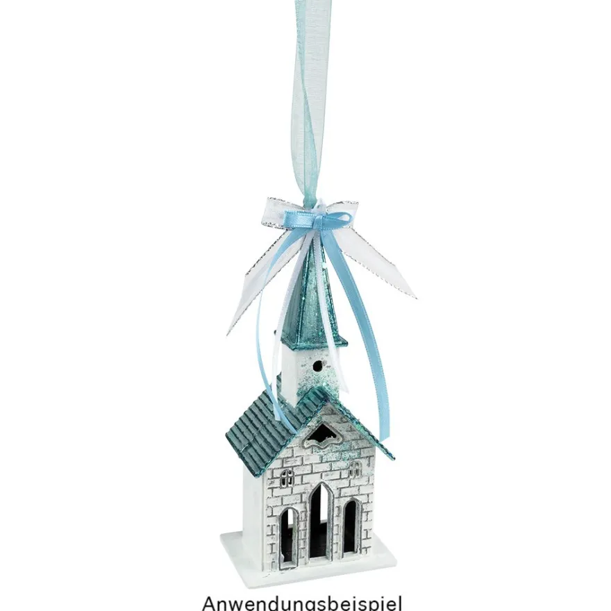 Deko-Kirchen, Rohlinge, 16cm x 6,5cm x 5cm, mit Öse zum Aufhängen, 2 Stück