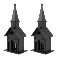 Deko-Kirchen, Rohlinge, 16cm x 6,5cm x 5cm, mit Öse zum Aufhängen, 2 Stück