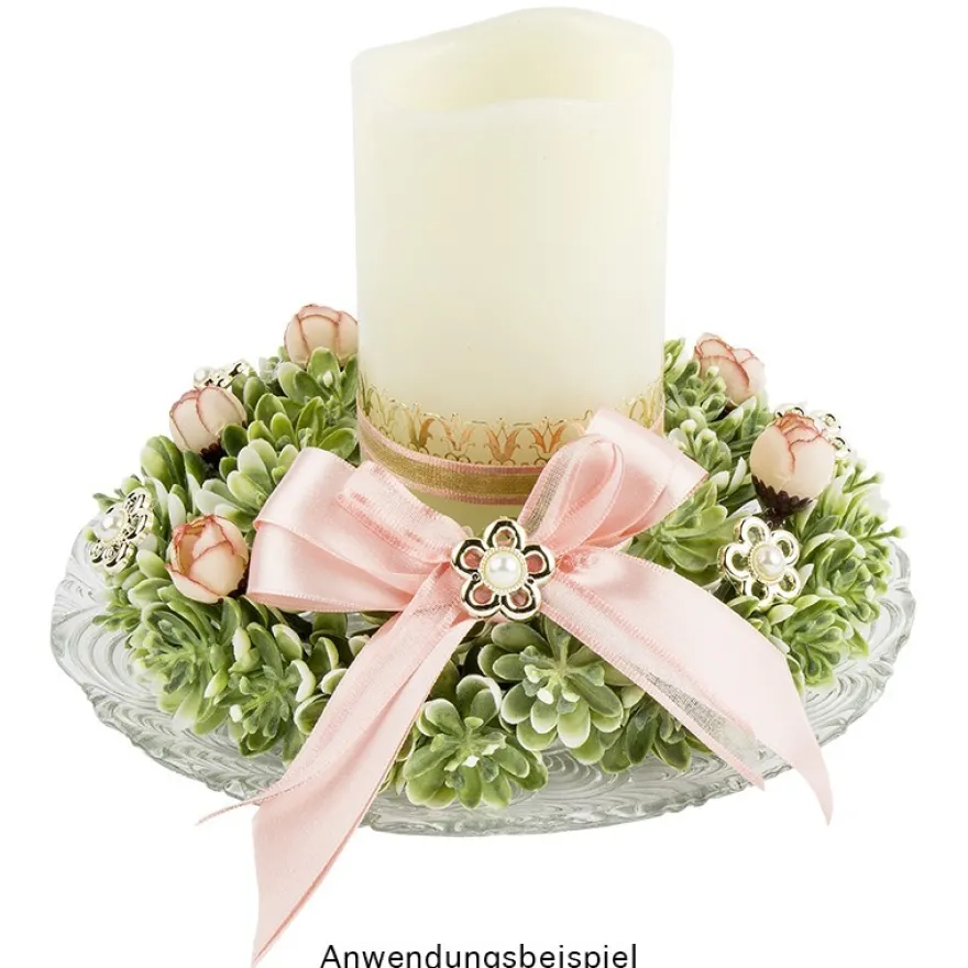 Deko-Kranz, Design 9, innen: Ø 11cm, außen: Ø 20cm, mit Sukkulenten