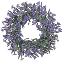 Deko-Kranz, Design 3, innen: Ø 9,5cm, außen: Ø 23cm, mit violetten Blüten und Knospen