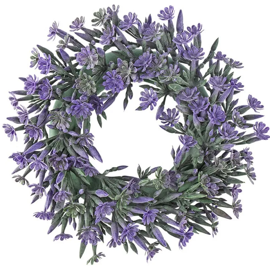 Deko-Kranz, Design 3, innen: Ø 9,5cm, außen: Ø 23cm, mit violetten Blüten und Knospen