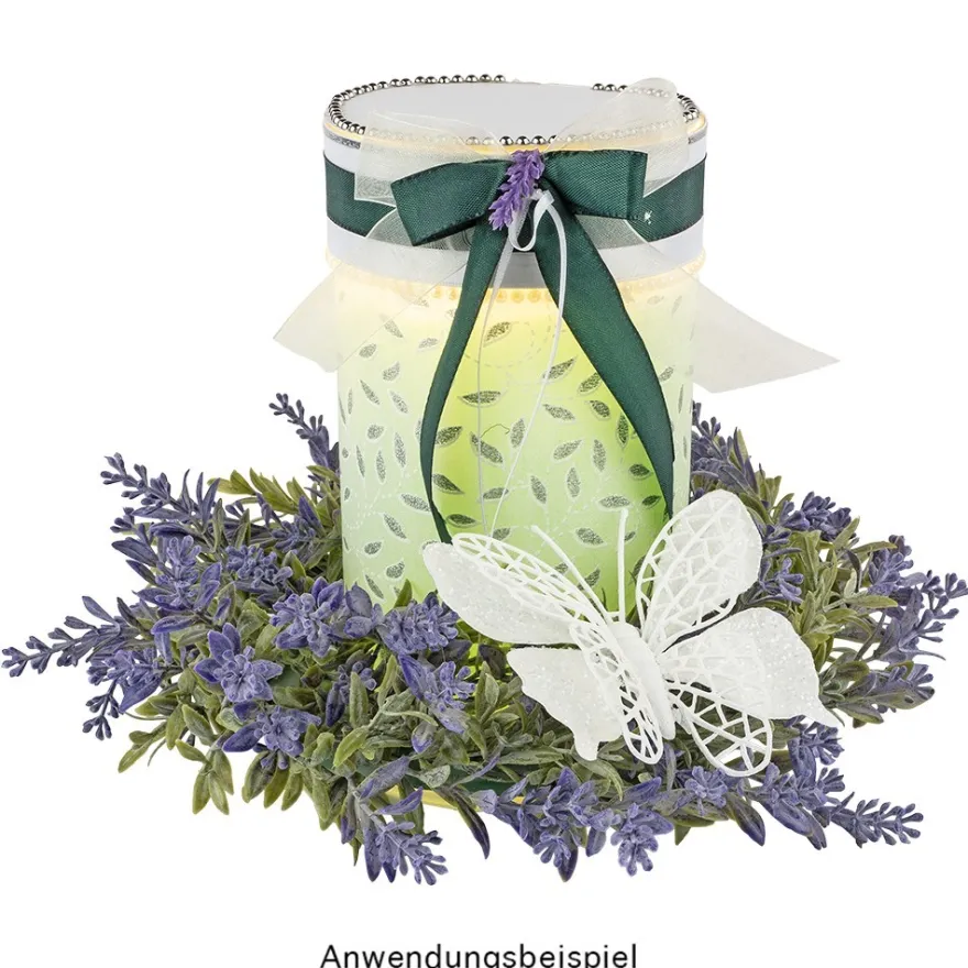 Deko-Kranz, Design 3, innen: Ø 9,5cm, außen: Ø 23cm, mit violetten Blüten und Knospen