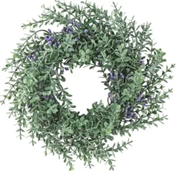 Deko-Kranz, Design 14, innen: Ø 9,5cm, außen: Ø 25,5cm, mit violetten Knospen