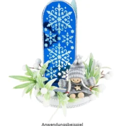 Deko-Kranz, Weihnachten 7, innen: Ø8,5cm, außen: Ø13cm, beschneit