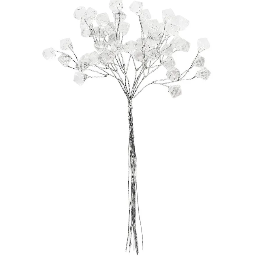 Deko-Kristallzweige, Diamanten, 17cm,, transparent, klar, 10 Stück