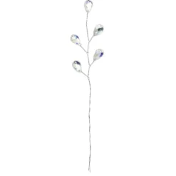 Deko-Kristallzweige, Tropfen, 14cm, silber hinterlegt, klar, irisierend, 10 Stück
