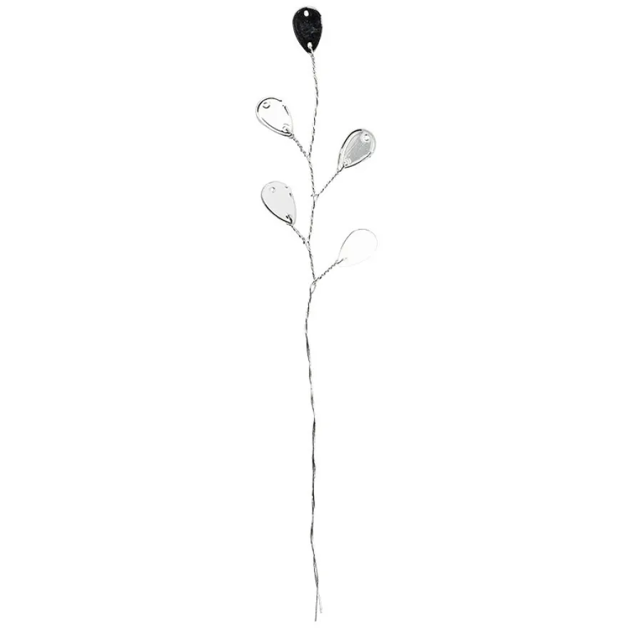 Deko-Kristallzweige, Tropfen, 14cm, silber hinterlegt, klar, irisierend, 10 Stück