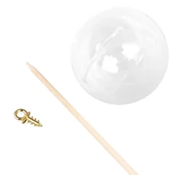 Deko-Kugeln, Ø 5cm, Rohlinge, transparent, inkl. Aufhänger & Holzstäbe, 25 Stück