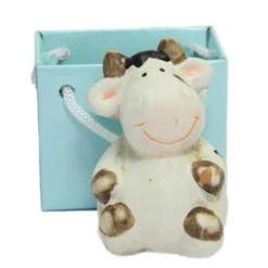 Deko-Kuh, Keramik, 6 cm, mit Lack-Täschchen
