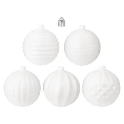 Deko-Reliefkugeln zum Aufhängen, Rohlinge, Ø 5cm, 5 Designs, weiß, 10 Stück