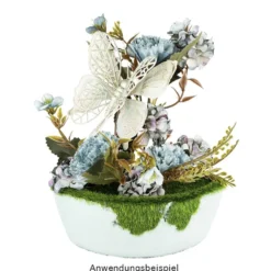 Deko-Steckschale, braun, 16cm x 9cm x 6cm, Styroporsteckmasse in Grasoptik, Schale aus Pappmaché