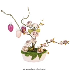 Deko-Steckschale, braun, 16cm x 9cm x 6cm, Styroporsteckmasse in Grasoptik, Schale aus Pappmaché