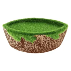 Deko-Steckschale, braun, 16cm x 9cm x 6cm, Styroporsteckmasse in Grasoptik, Schale aus Pappmaché