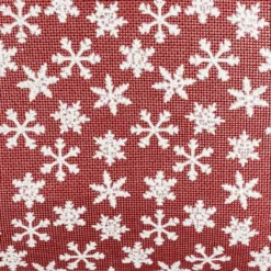 Deko-Stoff, Eiskristalle, 28cm breit, 3m lang, rot, weiß-irisierend