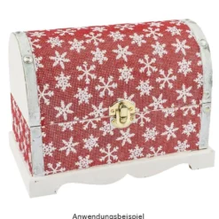 Deko-Stoff, Eiskristalle, 28cm breit, 3m lang, rot, weiß-irisierend