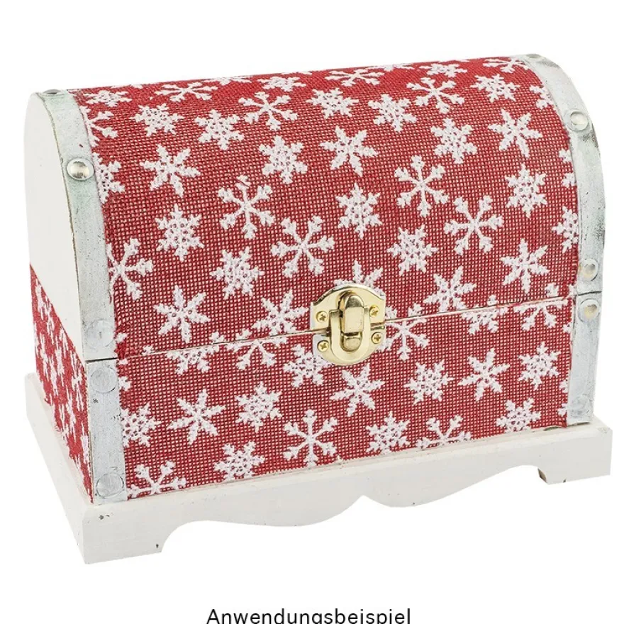 Deko-Stoff, Eiskristalle, 28cm breit, 3m lang, rot, weiß-irisierend
