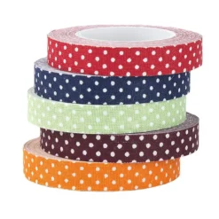 Deko-Stoff-Klebeband, Pünktchen, 10mm x 5m, 5 Rollen