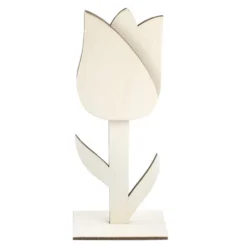 Deko-Tulpe aus Holz zum Aufstellen, 18cm x 7,4cm x 4cm