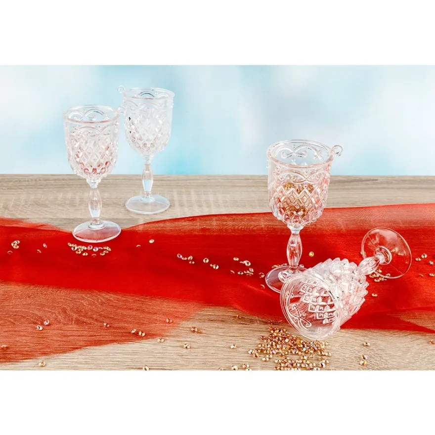 Deko-Weinkelche, Ø 4,5cm x 10cm, klar, zum Aufhängen, 4 Stück