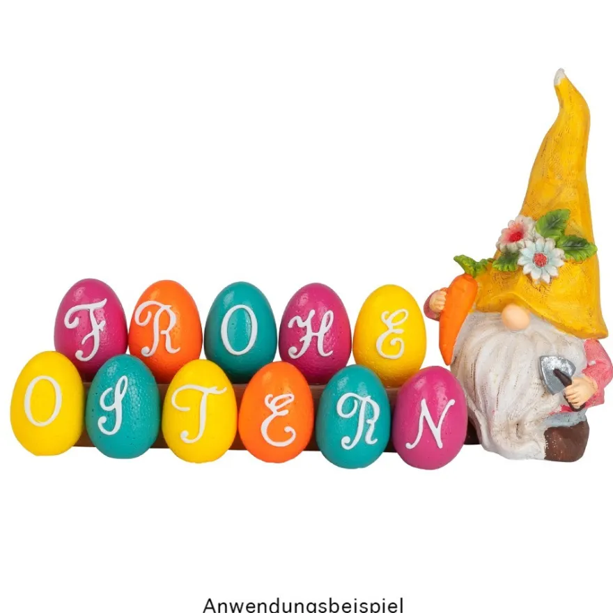 Deko-Wichtel mit Schaufel, Möhre & Eimer, 16,5cm hoch, 7,5cm breit, 3 Stück