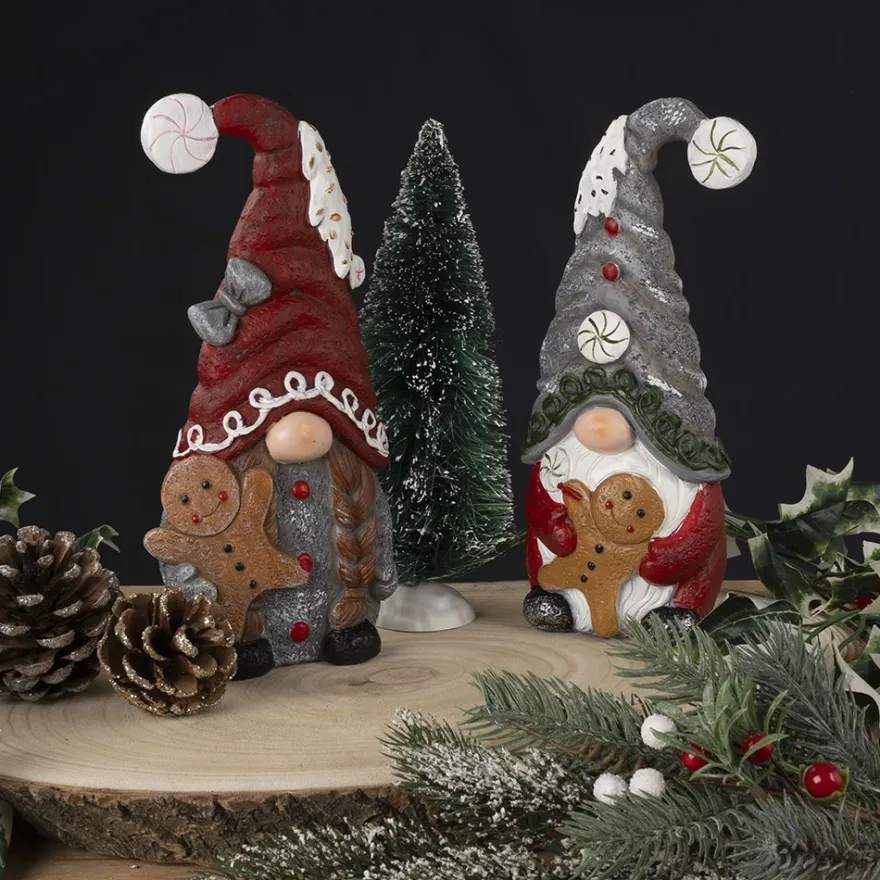 Deko-Wichtel, Paar mit Lebkuchenmännchen, 2 Stück