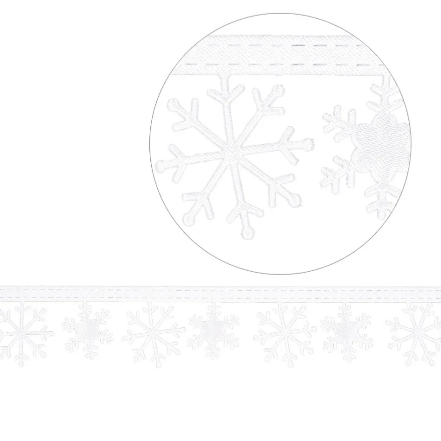 Deko-Zierband auf Rolle, Eiskristalle, 3cm breit 4m lang, weiß, selbstklebend, Satinoptik