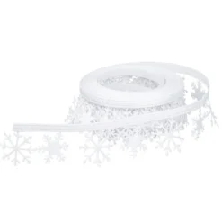 Deko-Zierband auf Rolle, Eiskristalle, 3cm breit 4m lang, weiß, selbstklebend, Satinoptik