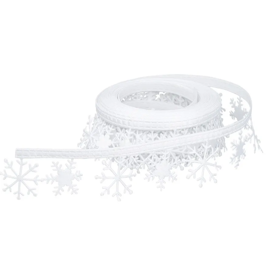 Deko-Zierband auf Rolle, Eiskristalle, 3cm breit 4m lang, weiß, selbstklebend, Satinoptik