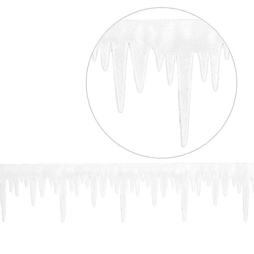 Deko-Zierband auf Rolle, Eiszapfen, 4cm breit 4m lang, weiß, selbstklebend, Satinoptik