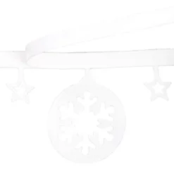 Deko-Zierband auf Rolle, Weihnachtskugeln, 3,5cm breit 4m lang, weiß, selbstklebend, Satinoptik