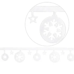 Deko-Zierband auf Rolle, Weihnachtskugeln, 3,5cm breit 4m lang, weiß, selbstklebend, Satinoptik