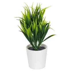 Deko-Ziergras im Topf, 19cm hoch, weißer Topf, Rohling