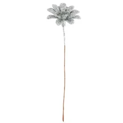 Deko-Zweige, Blüte 2, 10cm lang, am Draht, silbener Glimmer, 10 Stück