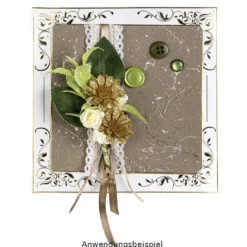Deko-Zweige, Blüte 2, 10cm lang, am Draht, goldener Glimmer, 10 Stück