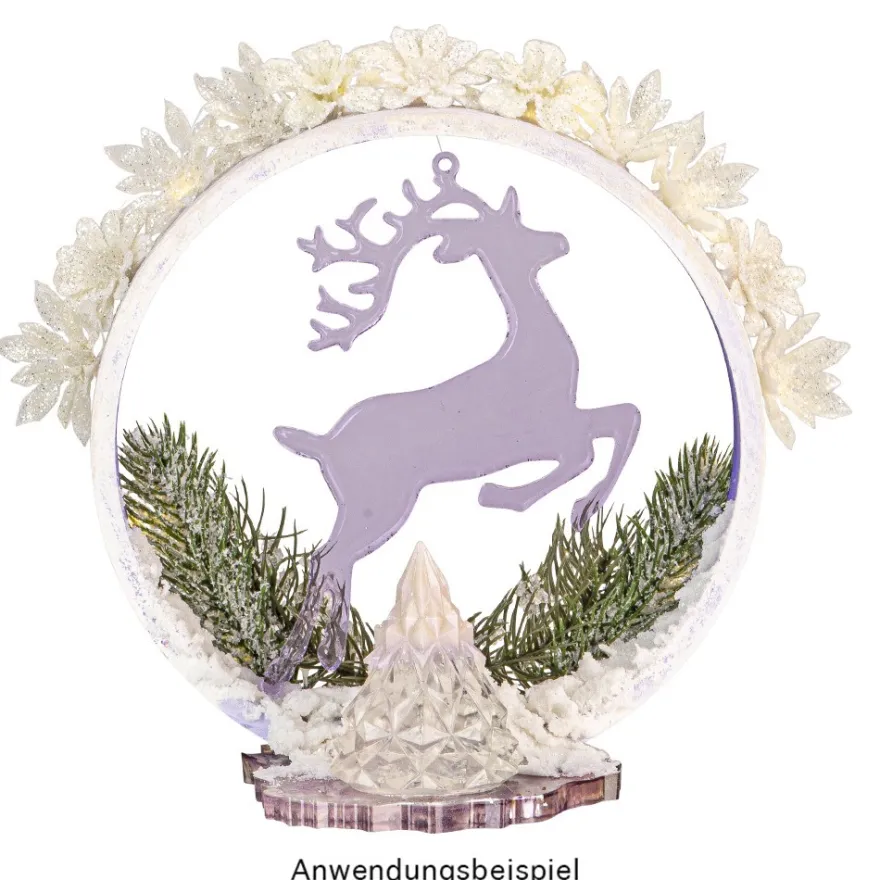 Deko-Zweige, Blüte 2, 10cm lang, am Draht, weißer Glimmer, 10 Stück