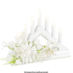 Deko-Zweige, Blüte 2, 10cm lang, am Draht, weißer Glimmer, 10 Stück