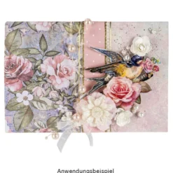 Deko-Zweige, Blüte 2, 10cm lang, am Draht, weißer Glimmer, 10 Stück