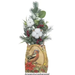 Deko-Zweige, gefrostete Beeren, 12cm lang, 6cm breit, 3 rote Beeren à Ø1,5cm je Zweig, 4 Stück