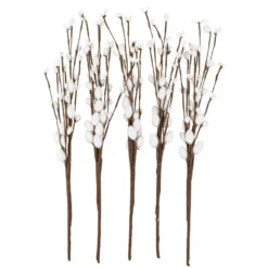 Deko-Zweige mit weißen Weidenkätzchen, 33cm lang, 5 Stück