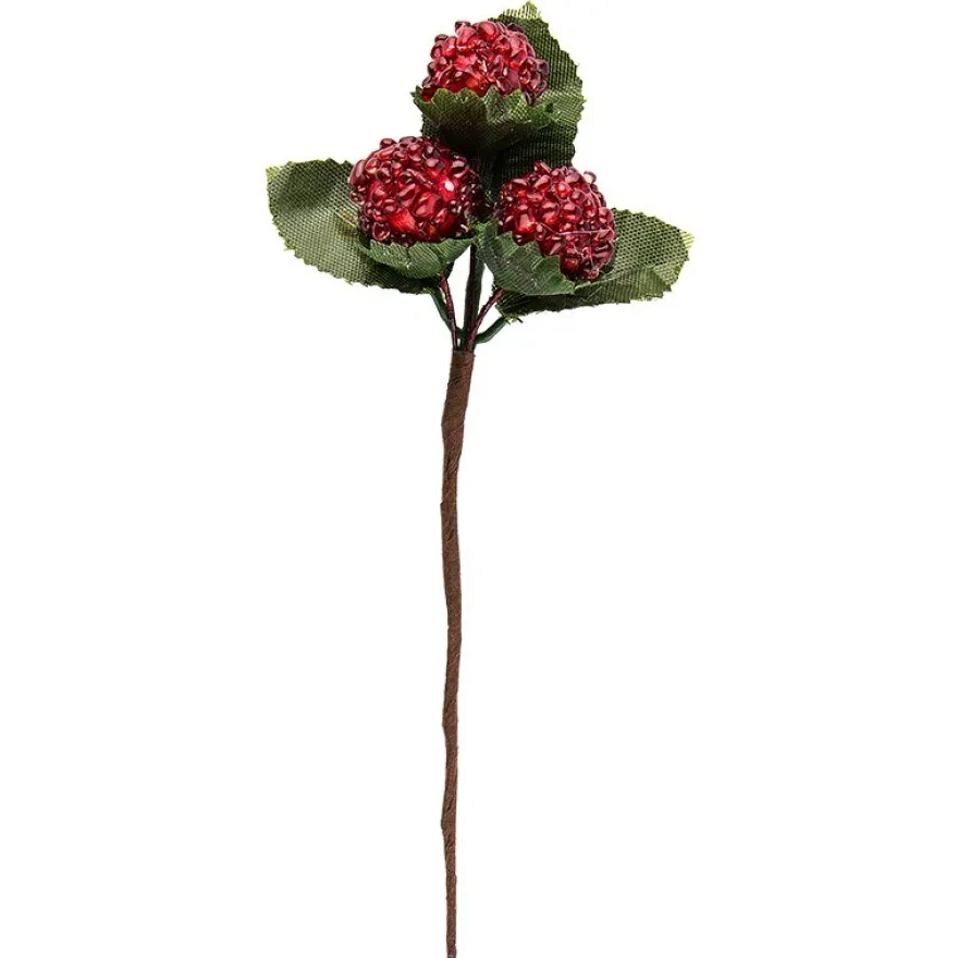Deko-Zweige, Rote Beeren 2, 14cm lang, 4 Stück