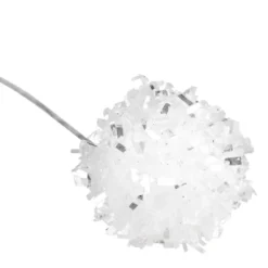 Deko-Zweige, Schneebälle 3, 11cm lang, am Draht, weißer Glimmer, 12 Stück