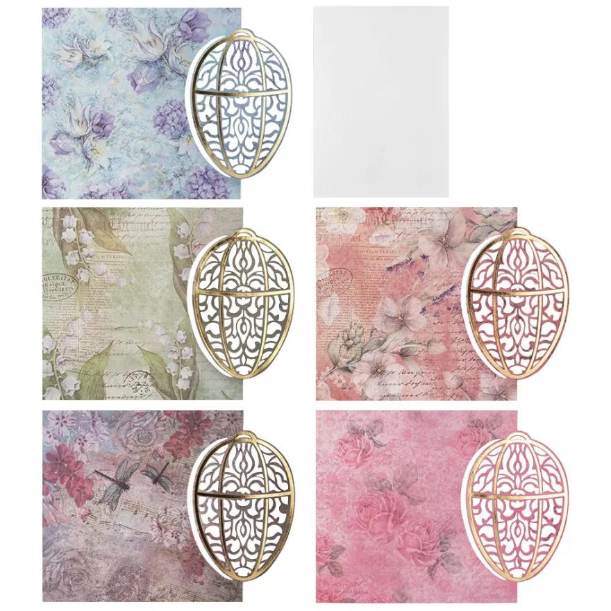 Deluxe-Grußkarten, Osterei, 11,5cm x 16,5cm, 5 Designs, inkl. Einleger und Umschläge, 30-teilig