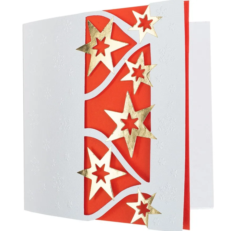 Deluxe-Grußkarten "Sterne", 16cm x 16cm, 10 Stück, inkl. Einleger & Umschläge