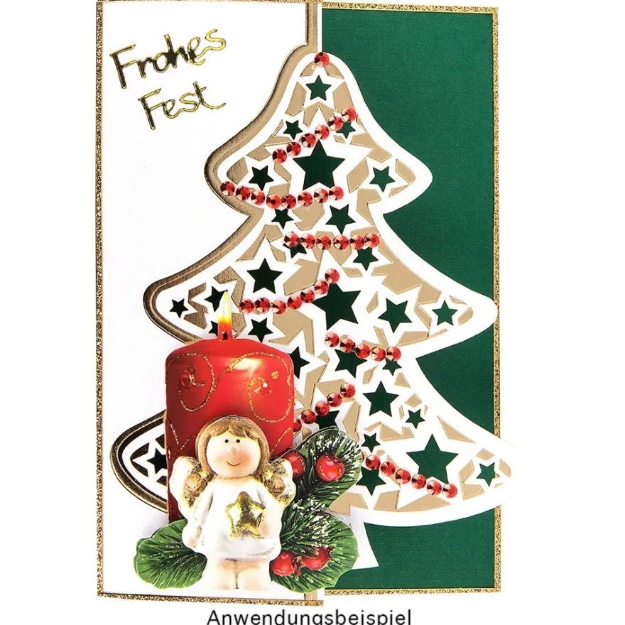 Deluxe-Grußkarten "Weihnachtsbaum 1", B6, 10 Stück, inkl. Einleger & Umschläge