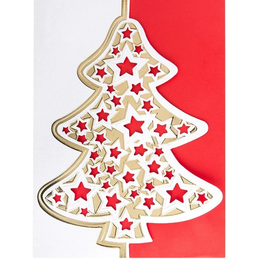 Deluxe-Grußkarten "Weihnachtsbaum 1", B6, 10 Stück, inkl. Einleger & Umschläge
