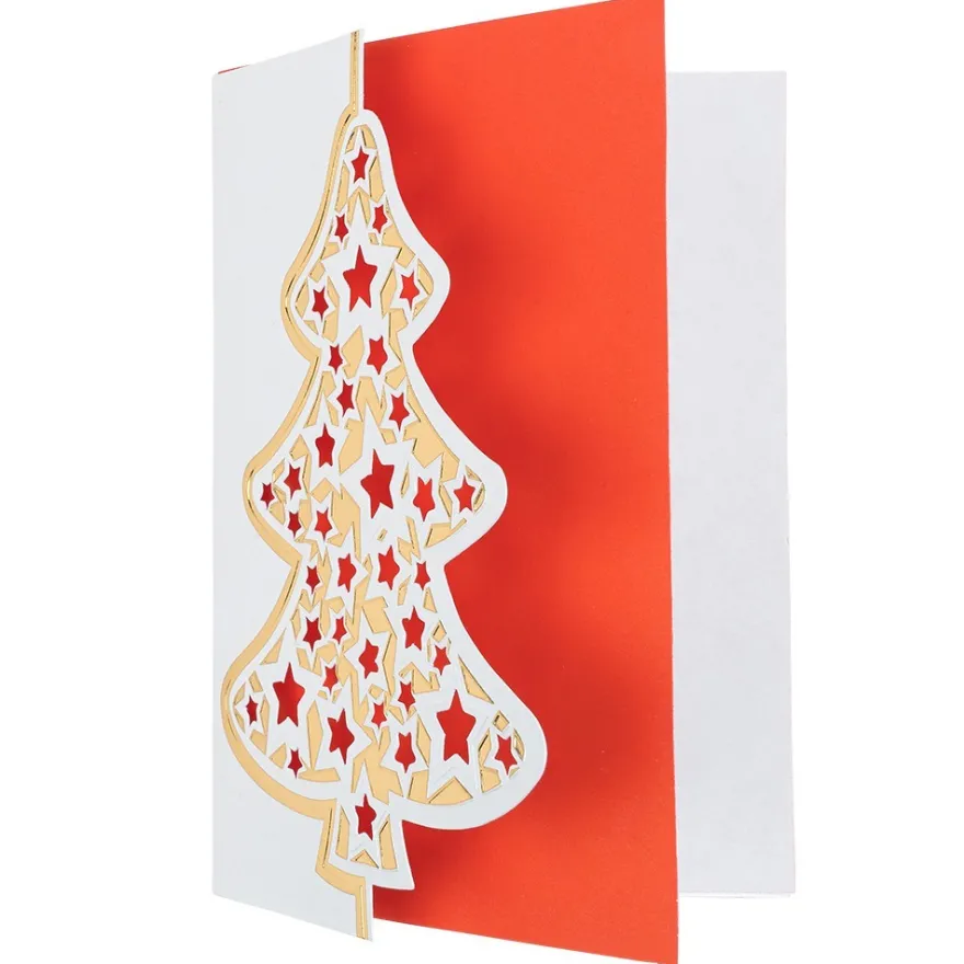Deluxe-Grußkarten "Weihnachtsbaum 1", B6, 10 Stück, inkl. Einleger & Umschläge