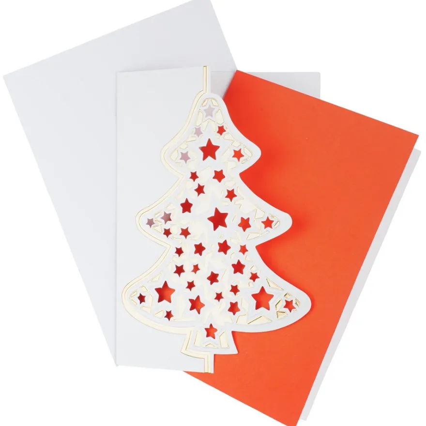 Deluxe-Grußkarten "Weihnachtsbaum 1", B6, 10 Stück, inkl. Einleger & Umschläge