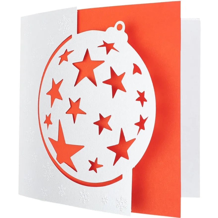 Deluxe-Grußkarten "Weihnachtskugel 1", 16cm x 16cm, 10 Stück, inkl. Einleger & Umschläge