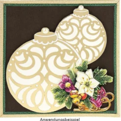 Deluxe-Grußkarten "Weihnachtskugeln", 16cm x 16cm, 10 Stück, inkl. Einleger & Umschläge